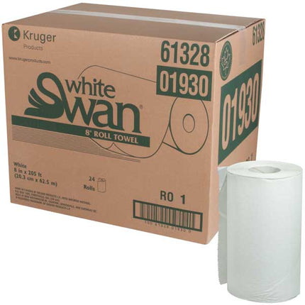 White Swan® Roll Towel, 1 Ply, White, 205', 24/Case-B2B Discounters