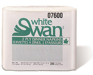 White Swan® 2 Ply Dinner Napkins, 8 Fold, White, 200 Napkins per Pack, 16/Case-B2B Discounters