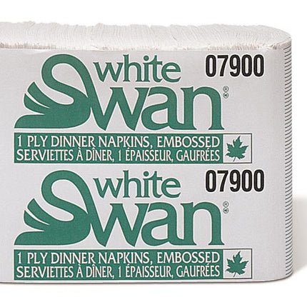 White Swan® 1-Ply Dinner Napkin, 8 Fold, White, 12/Case-B2B Discounters