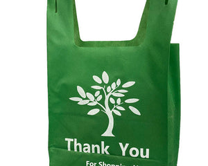 Petro Plastics Reusable Bags with Gusset, 11" X 17", 7" Bottom, Green & Print, PP, 200/Case-B2B Discounters