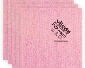 Vileda® Highly Absorbent Cleaning Cloth, Red, 15"x14", PVA-Coated Microfiber, 5/Pack-B2B Discounters