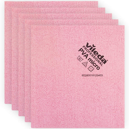 Vileda® Highly Absorbent Cleaning Cloth, Red, 15"x14", PVA-Coated Microfiber, 5/Pack-B2B Discounters