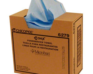 Chix® Foodservice Towel, Blue with Blue Stripe, Medium, 100 Towels/Case-B2B Discounters