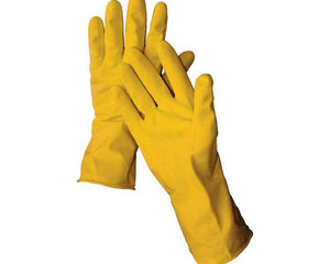 Hospeco® 12" Latex Yellow Flock Lined Glove 16 mil, Yellow, Extra Large, Sold Individually-B2B Discounters