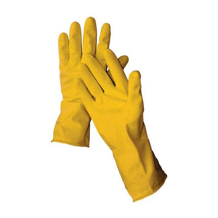 Hospeco® 12" Latex Yellow Flock Lined Glove 16 mil, Yellow, Extra Large, Sold Individually-B2B Discounters
