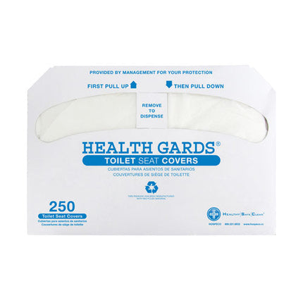 Hospeco® Health Gards® Toilet Seat Covers, Half-Fold, White, 250/Pack, 10 Packs/Case-B2B Discounters
