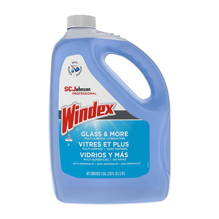 Windex® Glass and Window Cleaner Refill, Original Blue, 1gal, 4/Case-B2B Discounters