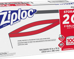 Professional Ziploc® Storage Bags, For Food Organization and Storage, Double Zipper, 2gal, 100/Box-B2B Discounters