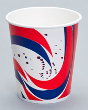 Cold Drink Cups, Paper, Swirl Lined, 5oz, White/Red, 1000 Cups/Case-B2B Discounters