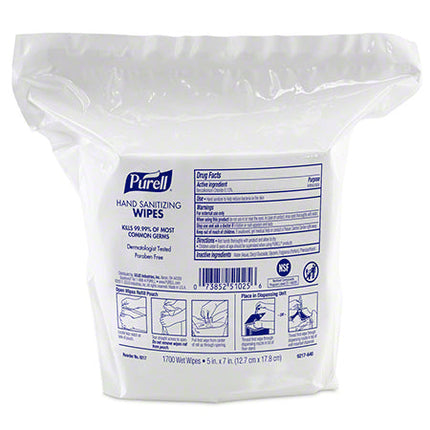 Purell® 9217-02-CAN00 Sanitizer Wipe Refill Pouch, 1700-CT, White, 2/Case-B2B Discounters