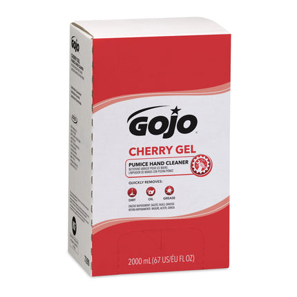 GOJO® Cherry Gel Pumice Hand Cleaner, Clear Liquid, Cherry Fragrance, 2L, 4/Case-B2B Discounters