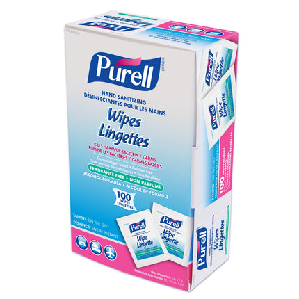Purell® Sanitizing Hand Wipes, Individually Wrapped, 5"x7", 100/Box-B2B Discounters