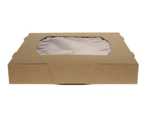 Carossel Pie Box with Polypro Window, 9" X 9" X 1.5", Kraft, 250/Case-B2B Discounters