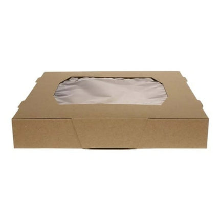 Carossel Pie Box with Polypro Window, 9" X 9" X 1.5", Kraft, 250/Case-B2B Discounters