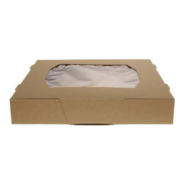 Carossel Pie Box with Polypro Window, 9" X 9" X 1.5", Kraft, 250/Case-B2B Discounters
