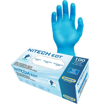 Ronco® Nitech Gloves, Blue, Powder Free, Medium, 100/Box-B2B Discounters