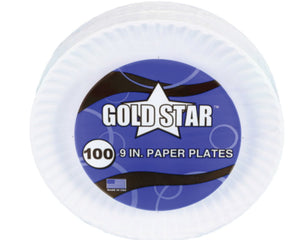 Ralik® Gold Star™ Paper Plate, Uncoated, 9", White, 1200/Case - B2B Discounters