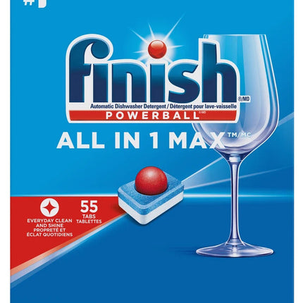 Finish® All in 1 Max Dishwashing Detergent, 55count, Blue/White/Red, 220 Tabs/Case-B2B Discounters