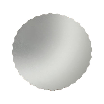 Enjay Cake Board, 9" X 0.70", Silver, Scalloped Edge, 150/Case-B2B Discounters