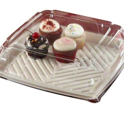 Sabert® Lid For 12" Square Pulp Platter, PET, Clear, 25/Case-B2B Discounters
