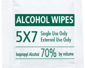 Alcohol Towelette Surface Wipes, 70% Isopropyl Alcohol, Technical Grade, 5" x 7", 1,000/case-B2B Discounters