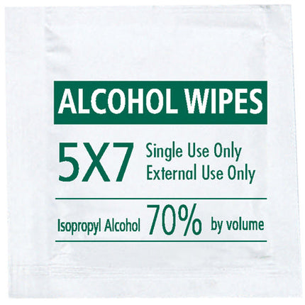 Alcohol Towelette Surface Wipes, 70% Isopropyl Alcohol, Technical Grade, 5" x 7", 1,000/case-B2B Discounters