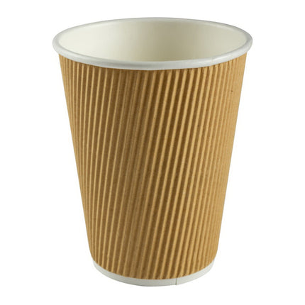 511 Food Service™ Ripple Hot Cup, 12oz, Kraft, 40 Cups/Pack, 25 Packs/Case-B2B Discounters