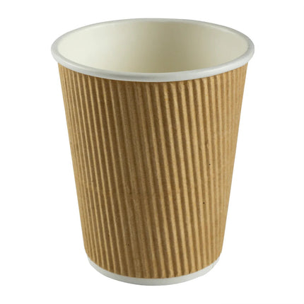511 Food Service™ Ripple Hot Cup, 8oz, Kraft, 40 Cups/Pack, 25 Packs/Case-B2B Discounters