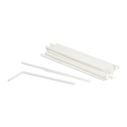 511 Food Service™ Straw Flex Paper Wrapped 8", White, 2400/Case-B2B Discounters