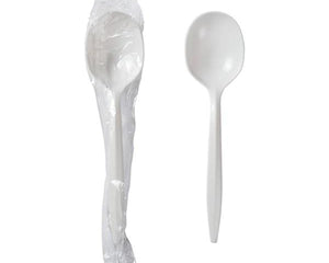511 Food Service™ Soup Spoon Individually Wrapped, White, Polypropylene, 1000/Case-B2B Discounters