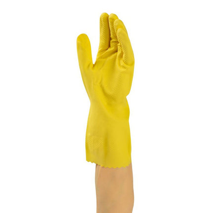 Hyfive™ Latex Rubber Reusable Household Flocklined Gloves, Yellow, 16 Mil, Large, 1/Pack-B2B Discounters
