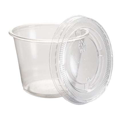 Premier Essentials Portion Cup Lids, Clear, PET, Fits 3.25-5.5oz, 2500 Lids/Case-B2B Discounters