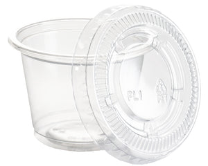 Premier Essentials Portion Cup Lids, Clear, PET, Fits 1oz, 2500 Lids/Case-B2B Discounters
