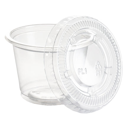 Premier Essentials Portion Cup Lids, Clear, PET, Fits 1oz, 2500 Lids/Case-B2B Discounters
