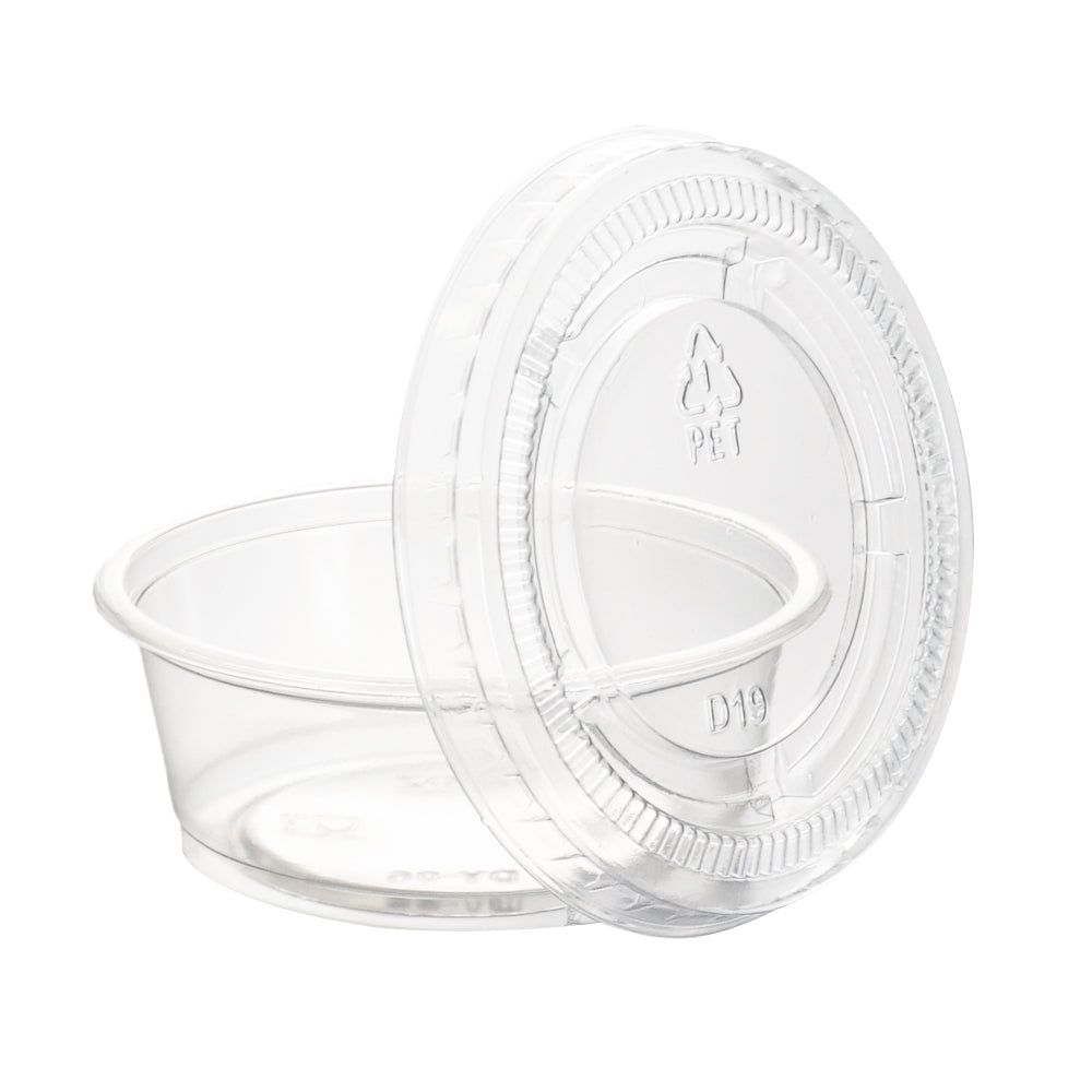 Premier Essentials Portion Cup Lids, Clear, PET, Fits 1.5-2.5oz, 2500 Lids/Case-B2B Discounters