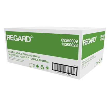 REGARD Single-Fold Towel - Natural, 250 Sheets/Pack, 16 Packs/Case