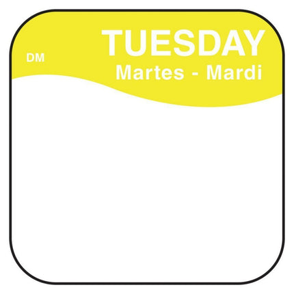 Daymark® DissolveMark® Label Roll, Blank Tuesday, 1" X 1", Yellow/White, 1/Roll-B2B Discounters