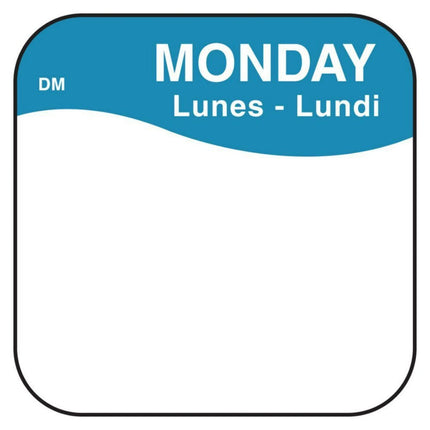 Daymark® DissolveMark® Label Roll, Blank Monday, 1" X 1", Black/White, 1/Roll-B2B Discounters