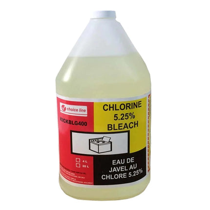 Choice Line 5% Bleach Cleaning Item, Yellow, 4 L, 4 Jugs/Case-B2B Discounters