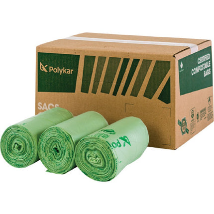 Polykar® Can Liners, Compostable, 35" X 50", 0.9mil, 100/Case-B2B Discounters