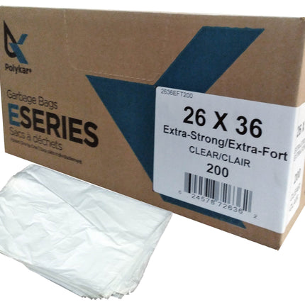 Polykar® Can Liners, Low Density, 26" X 36", Extra Strong, Clear, 150/Case-B2B Discounters