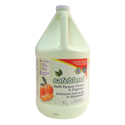 SafeBlend® Multi Purpose Cleaner And Degreaser, Tangerine, 4L, 4 Jugs/Case, Made In Canada-B2B Discounters