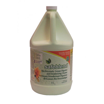 SafeBlend® Bioenzymatic Grease Digester & Deodorizing Cleaner, Floral Scent, Clear, 4L, Made in Canada-B2B Discounters