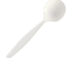 Eco Guardian® Compostable Plastic Soup Spoon, 7", White, 50/Pack, 20 Packs/Case-B2B Discounters