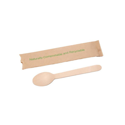 Eco Packaging® Compostable Soup Spoon, Individually Wrapped, Beige, 500/Case-B2B Discounters