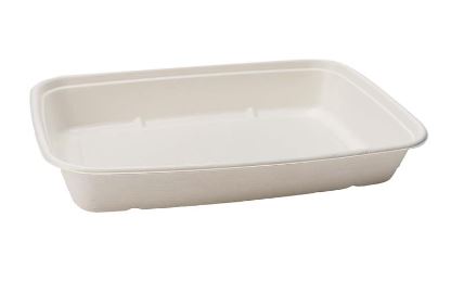 Eco-Packaging® Rectangular Sugarcane Tray - PLA Coated, 58oz, 300/Case-B2B Discounters