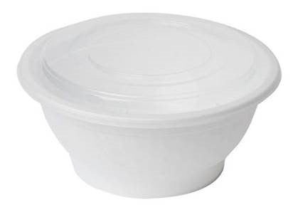 Eco-Packaging Round Bowl with Lid, 38oz, White , PP, 300/Pk-B2B Discounters