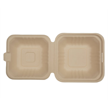 EcoSystems® Molded Fiber Clamshell, Kraft, 6" x 6", 500/Case-B2B Discounters
