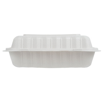 EcoSystems® 3 Compartment Hinged Container, 9" x 9", Ivory, 150/Case-B2B Discounters