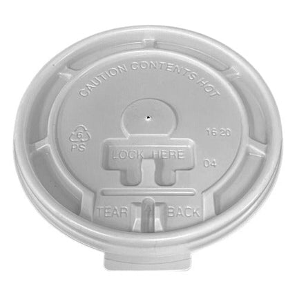 EcoSystems® PS Tear Back Hot Cup Lid, White, 10-20 Oz, 1/CS/1000-B2B Discounters